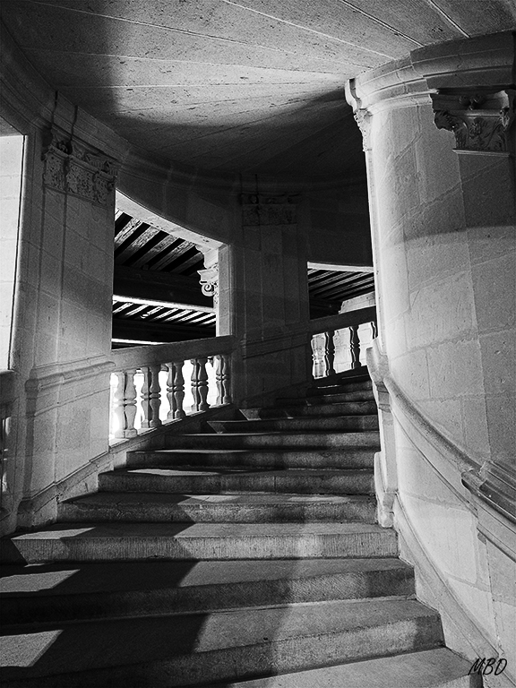 Escalera de doble hélice diseñada por Leonardo